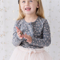 Organic Cotton Long Sleeve Top - Rosalie Floral Lava Childrens Top from Jamie Kay Australia