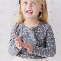 Organic Cotton Long Sleeve Top - Rosalie Floral Lava Childrens Top from Jamie Kay Australia