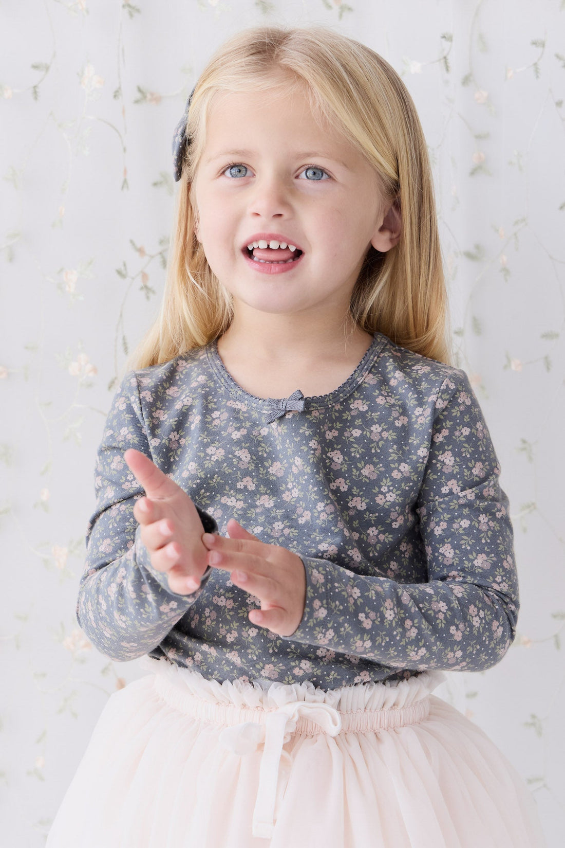 Organic Cotton Long Sleeve Top - Rosalie Floral Lava Childrens Top from Jamie Kay Australia