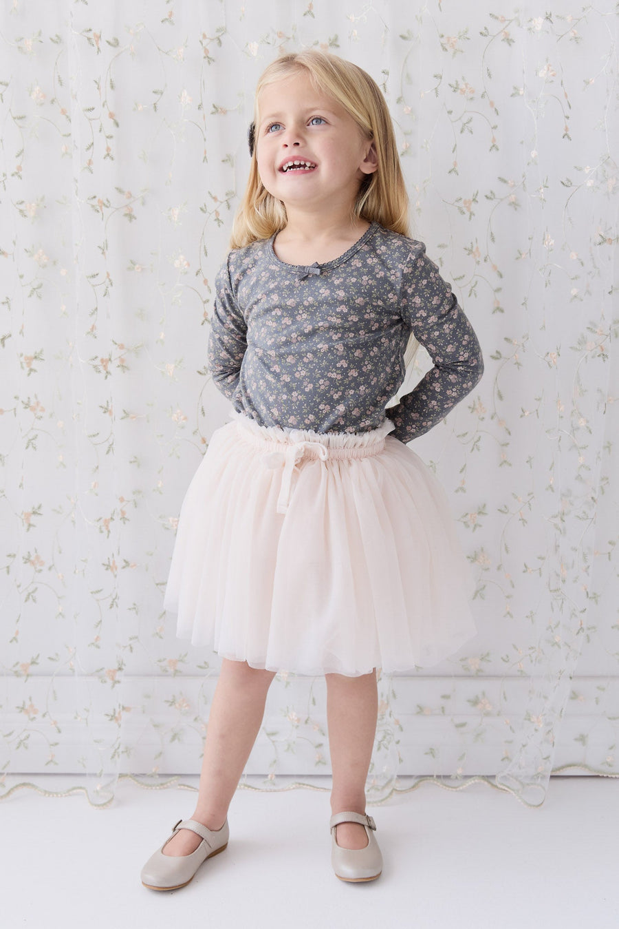 Organic Cotton Long Sleeve Top - Rosalie Floral Lava Childrens Top from Jamie Kay Australia