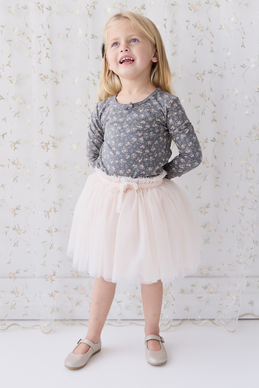 Organic Cotton Long Sleeve Top - Rosalie Floral Lava Childrens Top from Jamie Kay Australia