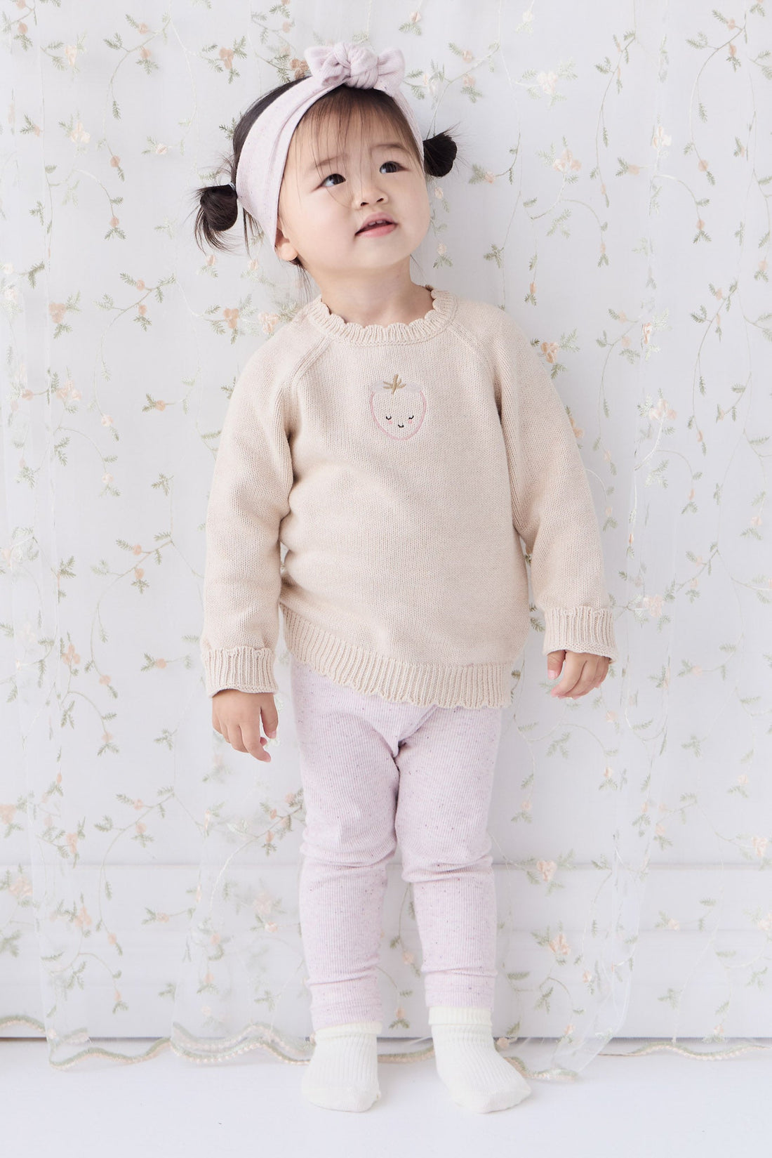 Organic Cotton Fine Rib Legging - Tulip Fleck Childrens Legging from Jamie Kay Australia