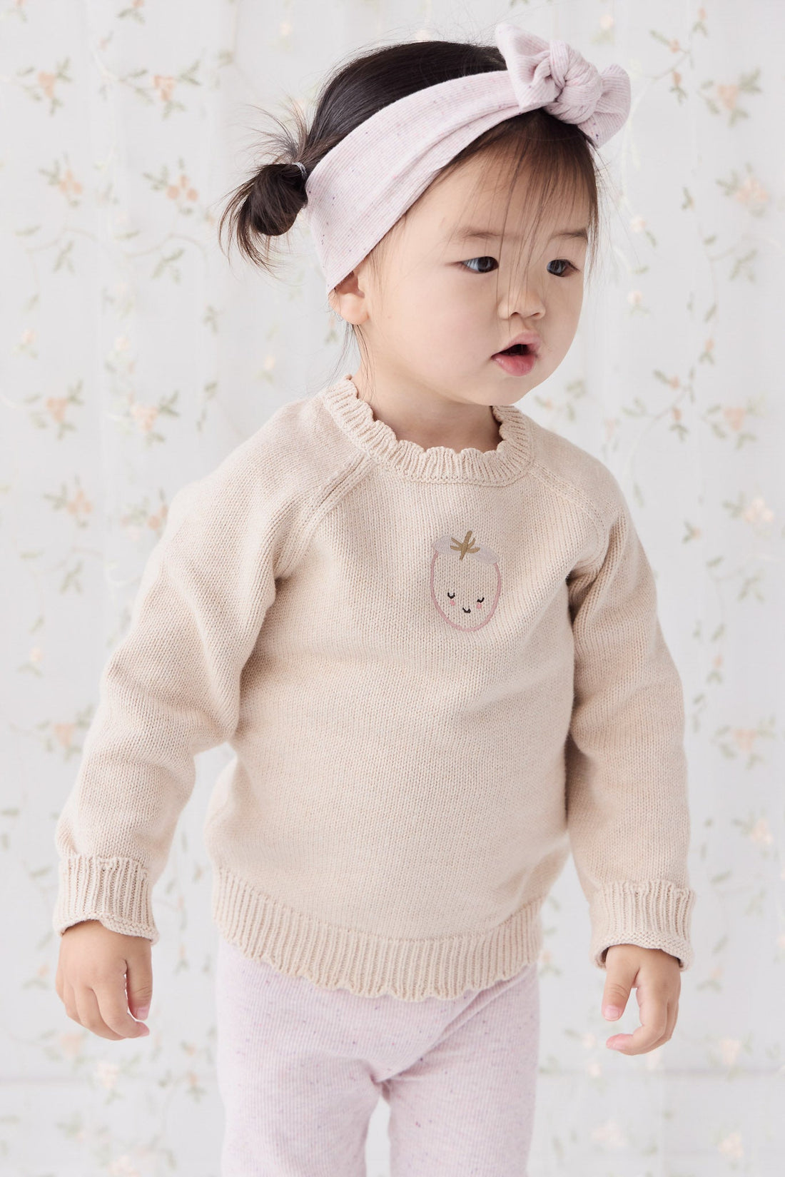 Audrey Knitted Jumper - Oatmeal Marle Childrens Jumper from Jamie Kay Australia