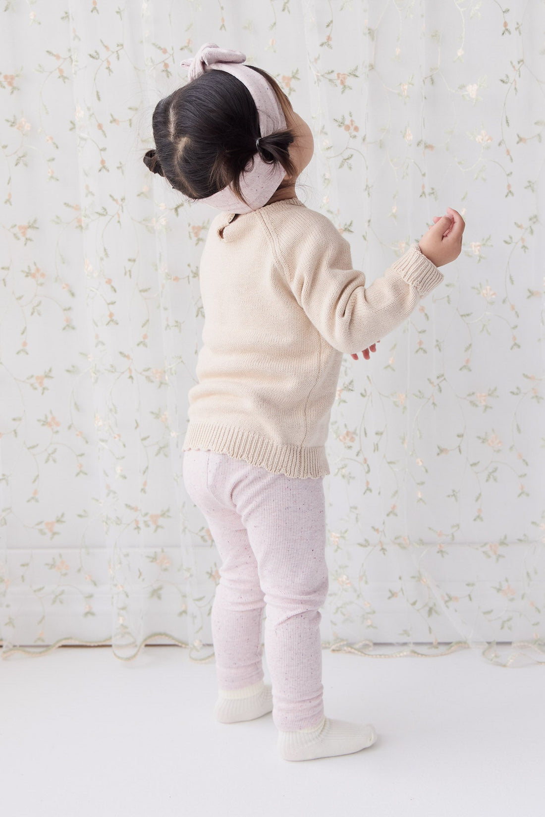 Organic Cotton Fine Rib Legging - Tulip Fleck Childrens Legging from Jamie Kay Australia