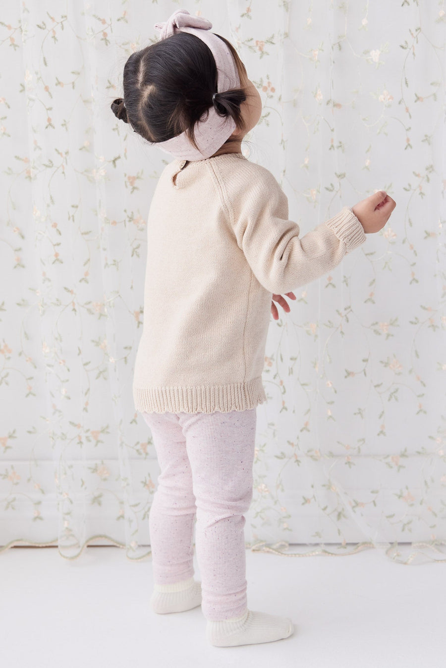 Organic Cotton Fine Rib Legging - Tulip Fleck Childrens Legging from Jamie Kay Australia