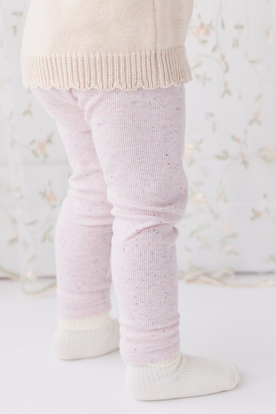 Organic Cotton Fine Rib Legging - Tulip Fleck Childrens Legging from Jamie Kay Australia