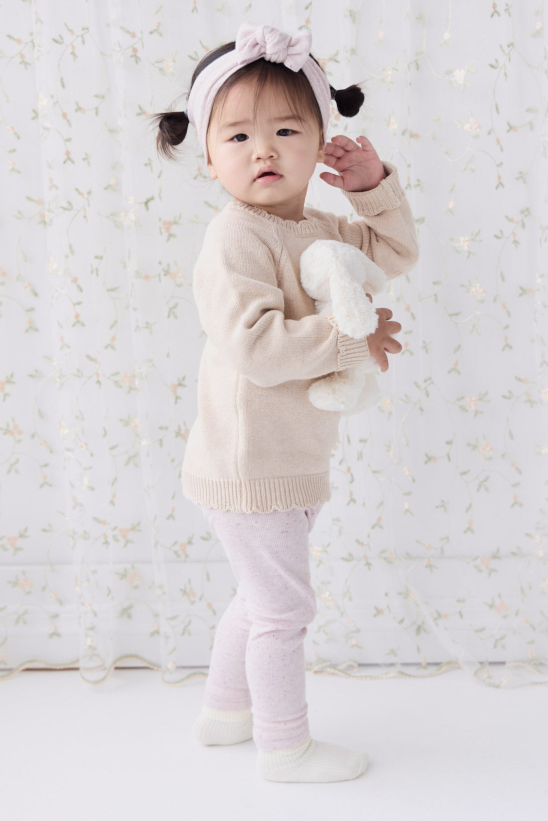 Organic Cotton Fine Rib Legging - Tulip Fleck Childrens Legging from Jamie Kay Australia