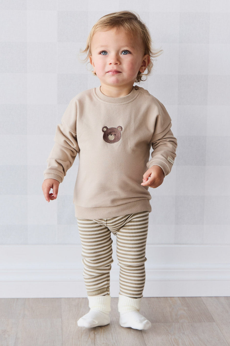 Organic Cotton Damien Sweatshirt - Fawn Bear Childrens Top from Jamie Kay Australia