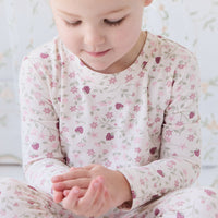 Organic Cotton Atlas Long Sleeve Pyjama Set - Berry Cream Adaline Berries Childrens Pyjama from Jamie Kay Australia