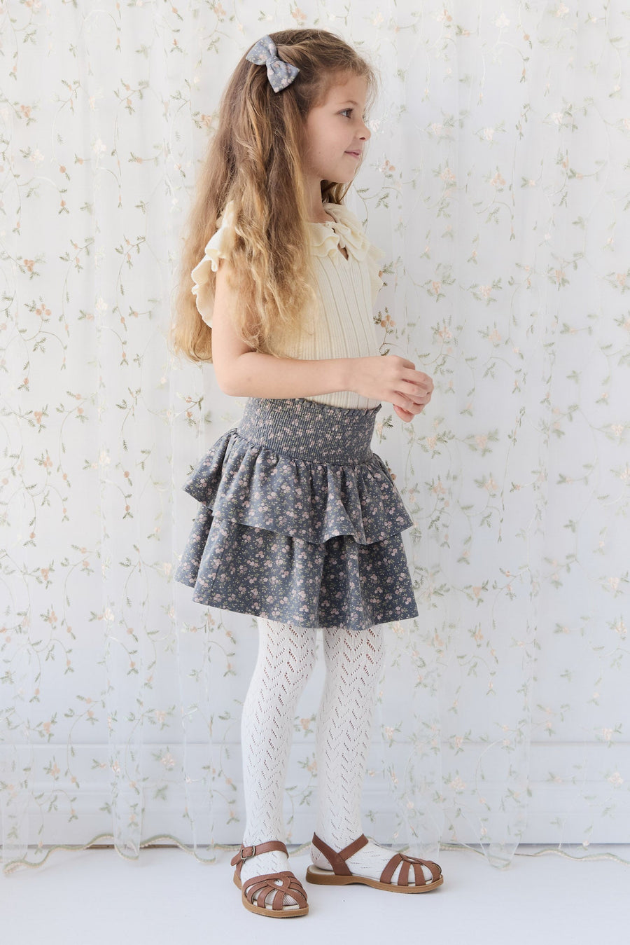 Organic Cotton Ruby Skirt - Rosalie Floral Lava Childrens Skirt from Jamie Kay Australia