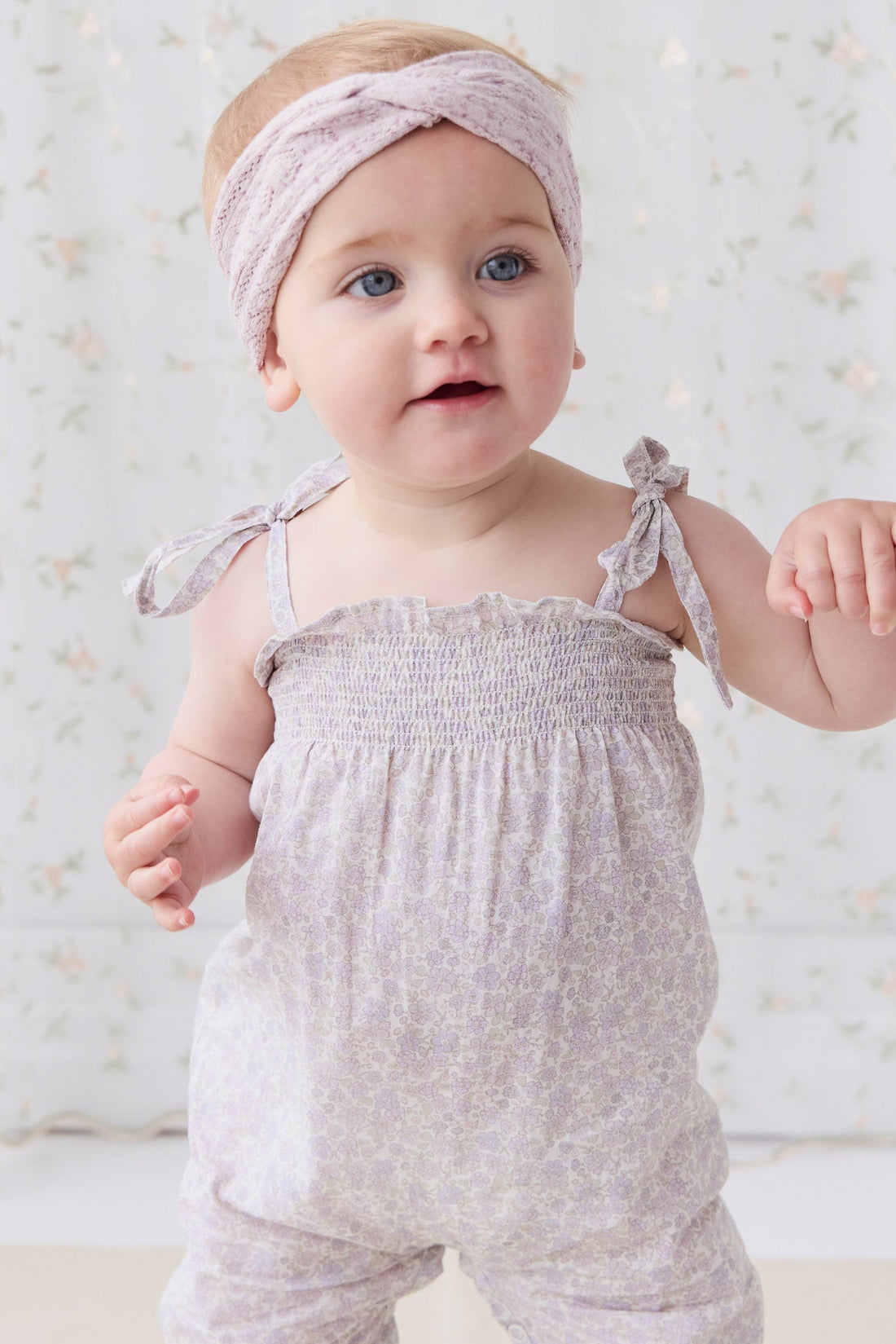 Organic Cotton Summer Playsuit - Chloe Lavender Childrens Playsuit from Jamie Kay Australia