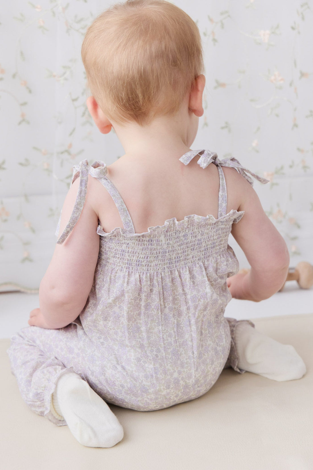 Organic Cotton Summer Playsuit - Chloe Lavender Childrens Playsuit from Jamie Kay Australia