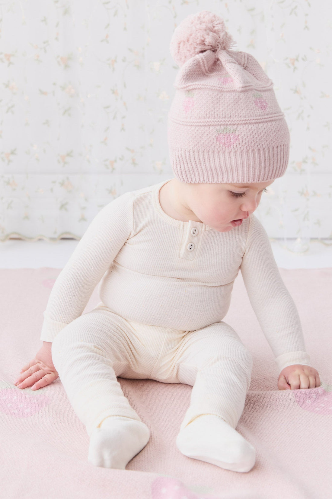 Organic Cotton Fine Rib Long Sleeve Bodysuit - Lily Fleck Childrens Bodysuit from Jamie Kay Australia