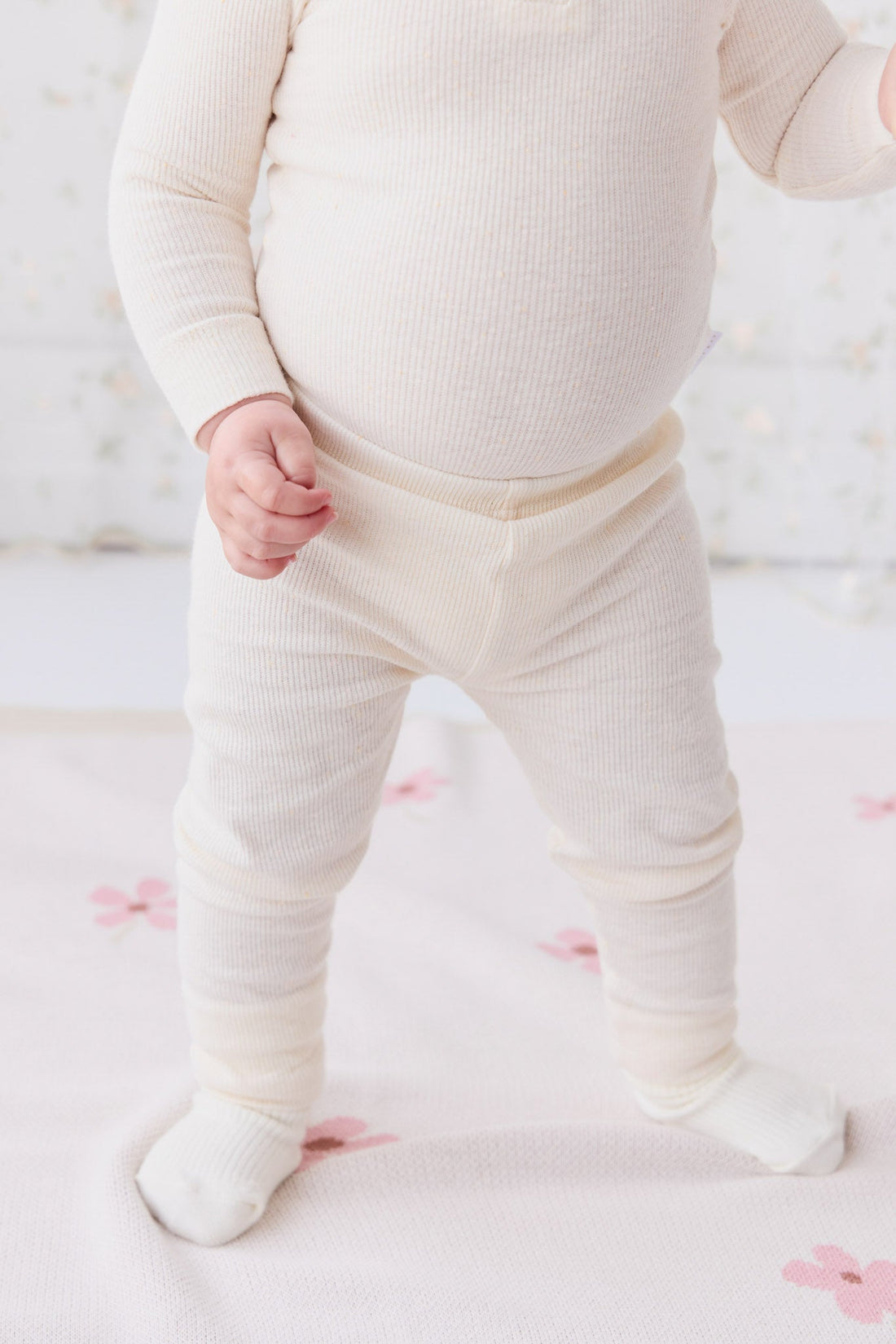 Organic Cotton Fine Rib Long Sleeve Bodysuit - Lily Fleck Childrens Bodysuit from Jamie Kay Australia