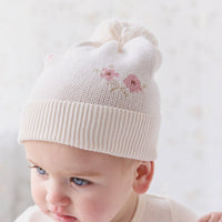 Addison Beanie - Simple Flowers Childrens Hat from Jamie Kay Australia