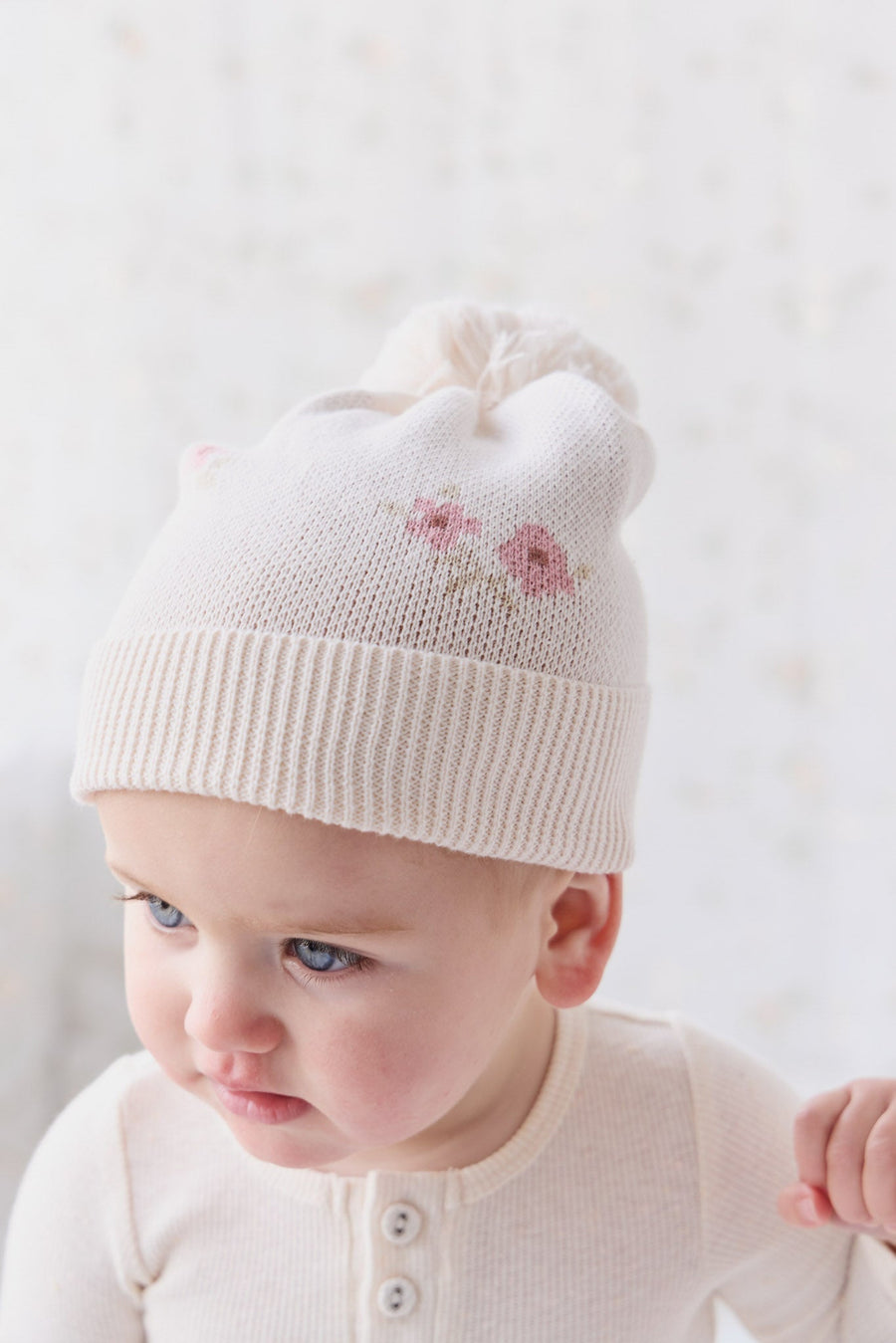 Addison Beanie - Simple Flowers Childrens Hat from Jamie Kay Australia