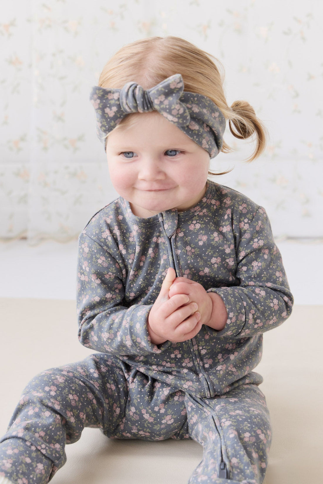 Organic Cotton Frankie Onepiece - Rosalie Floral Lava Childrens Onepiece from Jamie Kay Australia