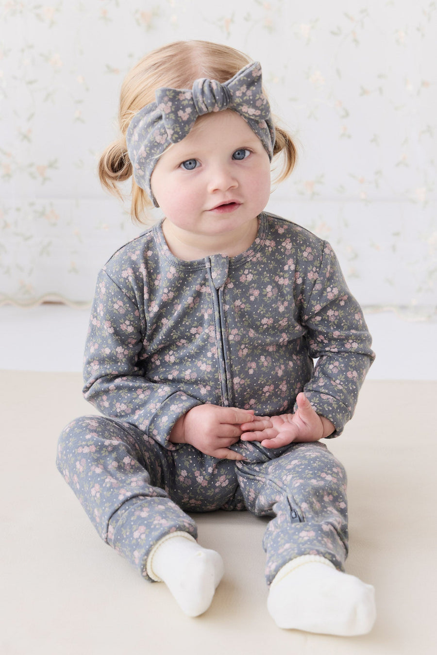 Organic Cotton Frankie Onepiece - Rosalie Floral Lava Childrens Onepiece from Jamie Kay Australia