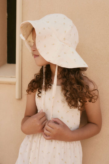 Organic Cotton Muslin Noelle Hat - Vintage Ditsy Childrens Hat from Jamie Kay Australia