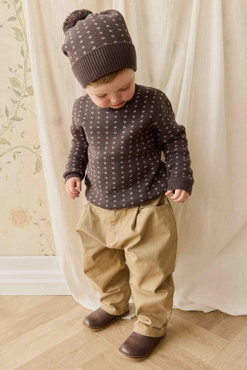Dorian Jumper - Knitted Diamonds Coffee Childrens Jumper from Jamie Kay Australia