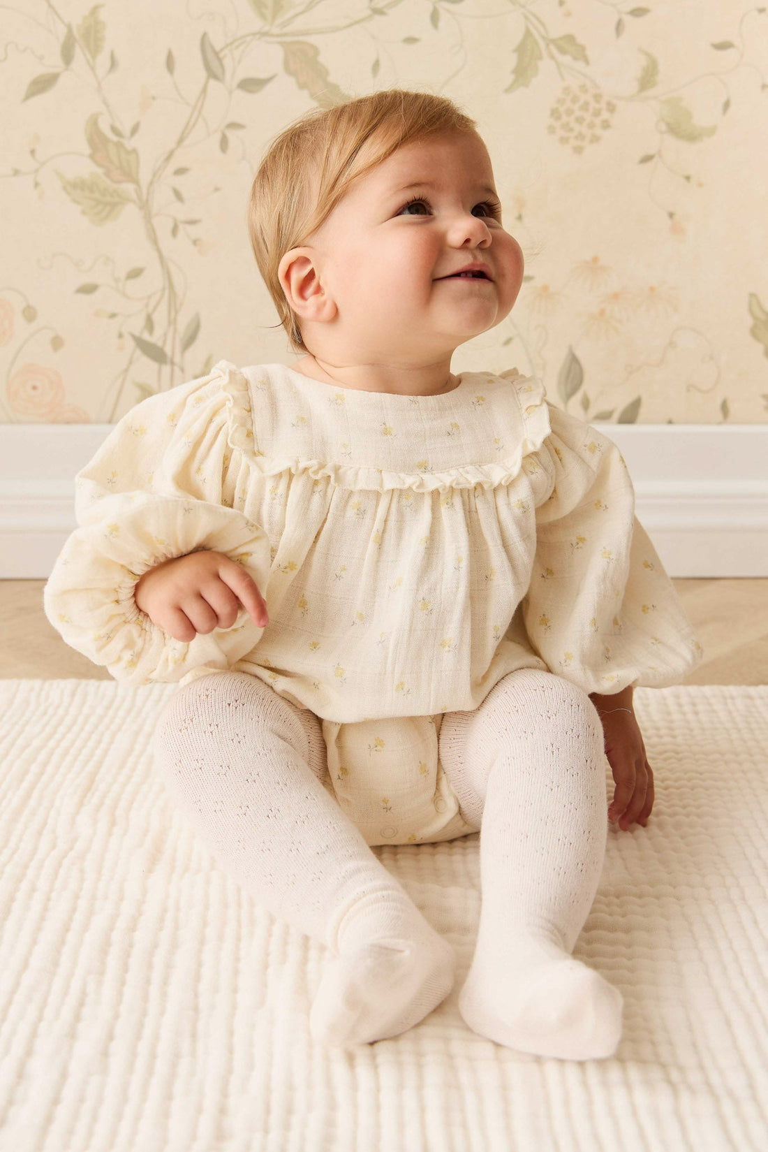 Organic Cotton Muslin Frances Playsuit - Vintage Ditsy Childrens Playsuit from Jamie Kay Australia