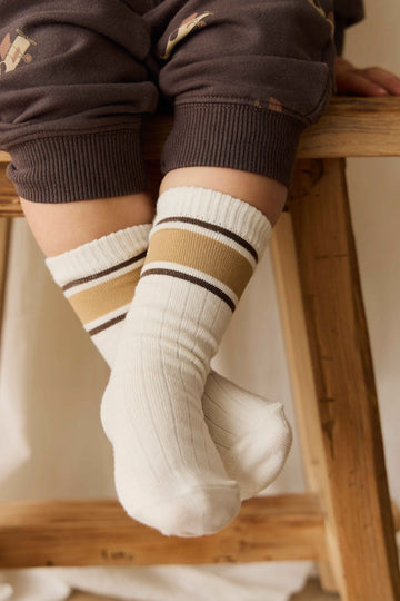 Sporty Sock - Cloud/Banoffee Childrens Sock from Jamie Kay Australia