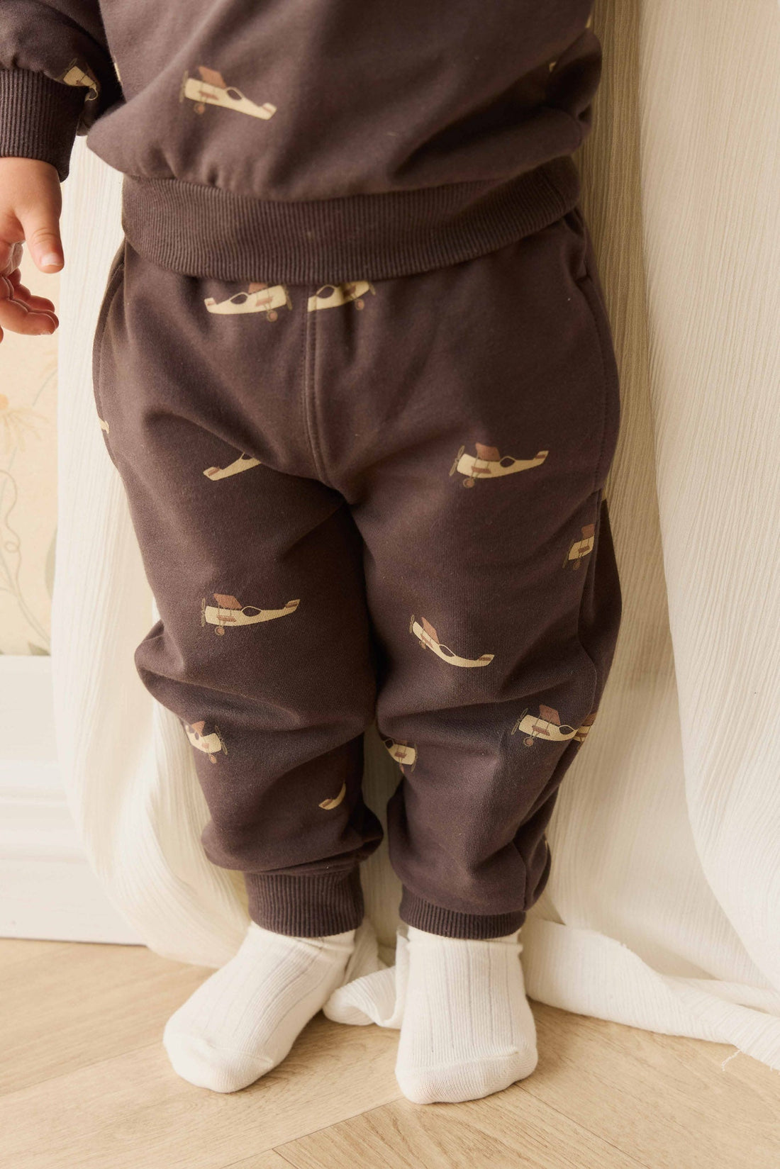 Organic Cotton Dominic Track Pant - Pilot Planes Bistre Childrens Pant from Jamie Kay Australia