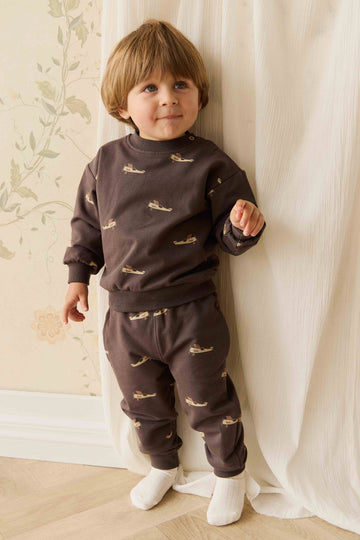 Organic Cotton Dominic Track Pant - Pilot Planes Bistre Childrens Pant from Jamie Kay Australia