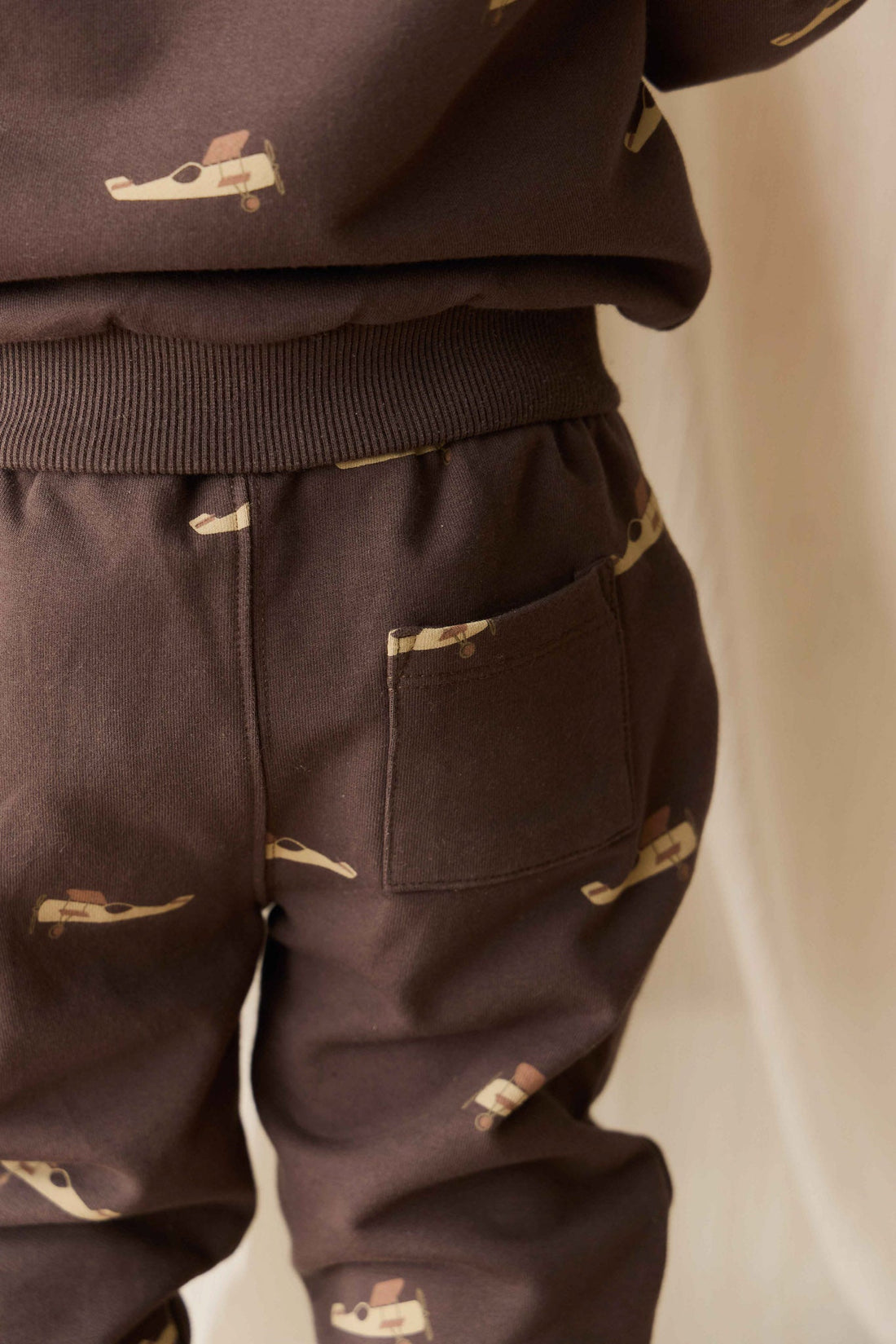 Organic Cotton Dominic Track Pant - Pilot Planes Bistre Childrens Pant from Jamie Kay Australia