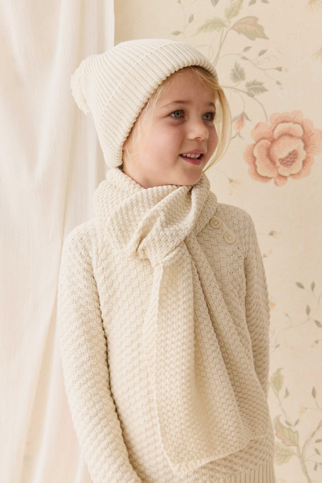 Simple Rib Beanie - Vanilla Childrens Hat from Jamie Kay Australia