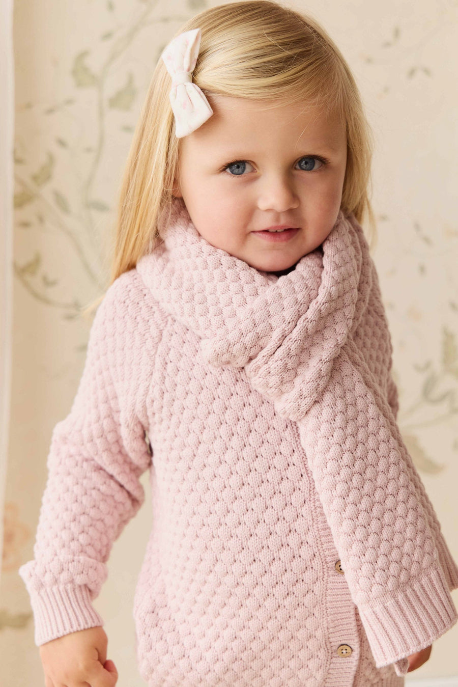 Maple Cardigan - Pastel Pink Marle Childrens Cardigan from Jamie Kay Australia