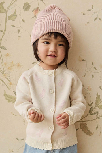 Cassie Jacquard Cardigan - Egret Childrens Cardigan from Jamie Kay Australia