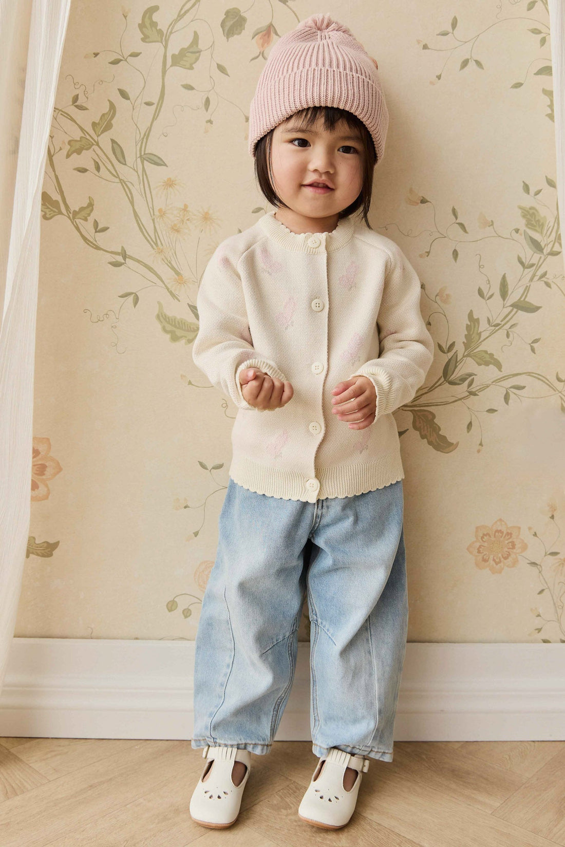 Cassie Jacquard Cardigan - Egret Childrens Cardigan from Jamie Kay Australia