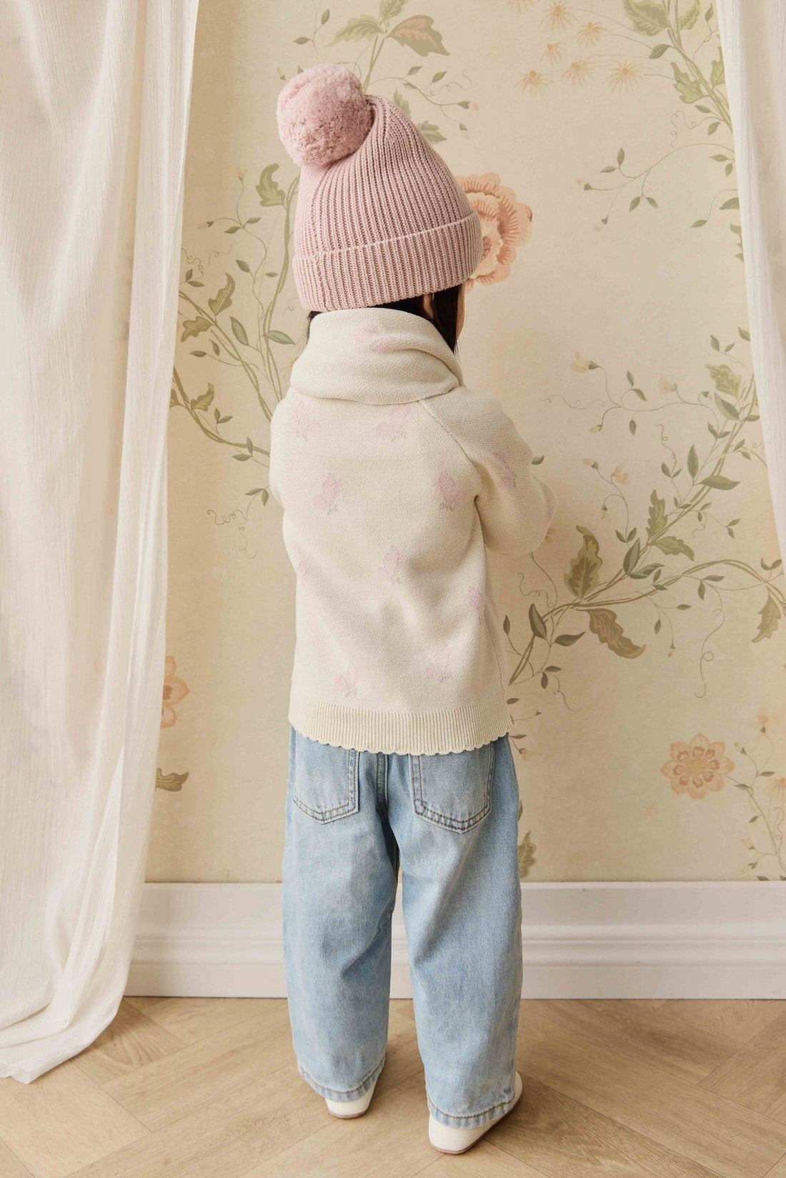 Cassie Jacquard Cardigan - Egret Childrens Cardigan from Jamie Kay Australia
