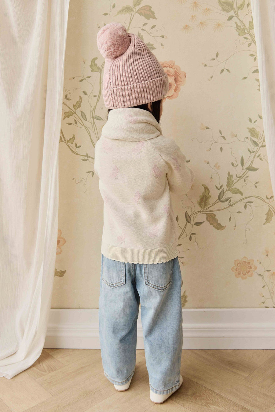 Cassie Jacquard Cardigan - Egret Childrens Cardigan from Jamie Kay Australia