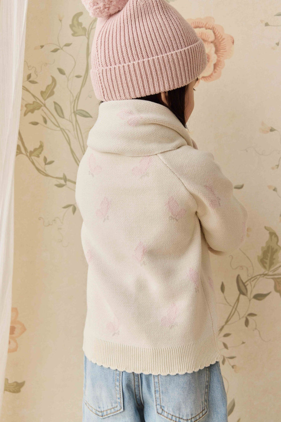 Cassie Jacquard Cardigan - Egret Childrens Cardigan from Jamie Kay Australia