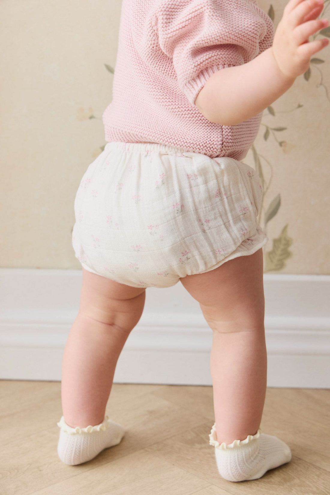 Organic Cotton Muslin Frill Bloomer - Pauline Pink Childrens Bloomer from Jamie Kay Australia