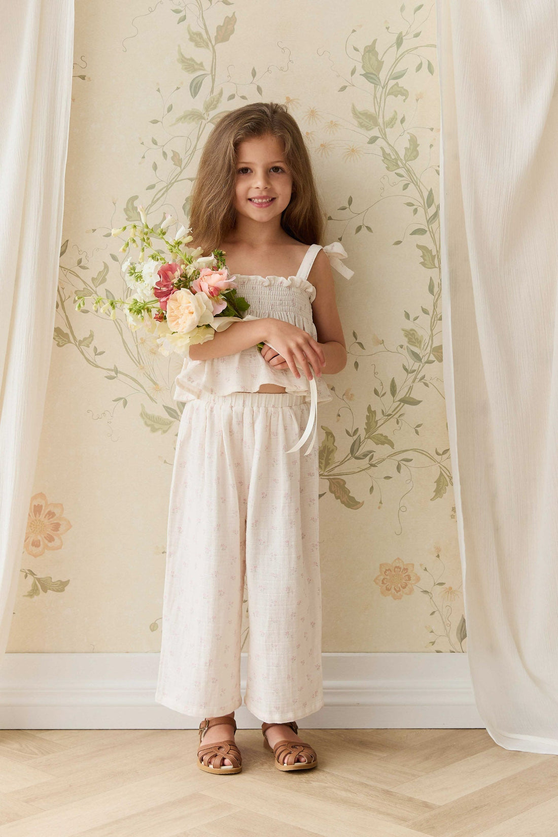 Organic Cotton Muslin Odette Pant - Pauline Pink Childrens Pant from Jamie Kay Australia