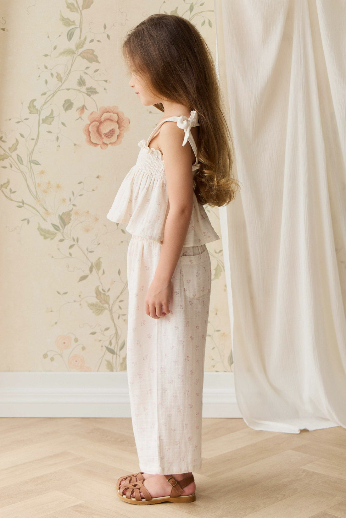 Organic Cotton Muslin Odette Pant - Pauline Pink Childrens Pant from Jamie Kay Australia
