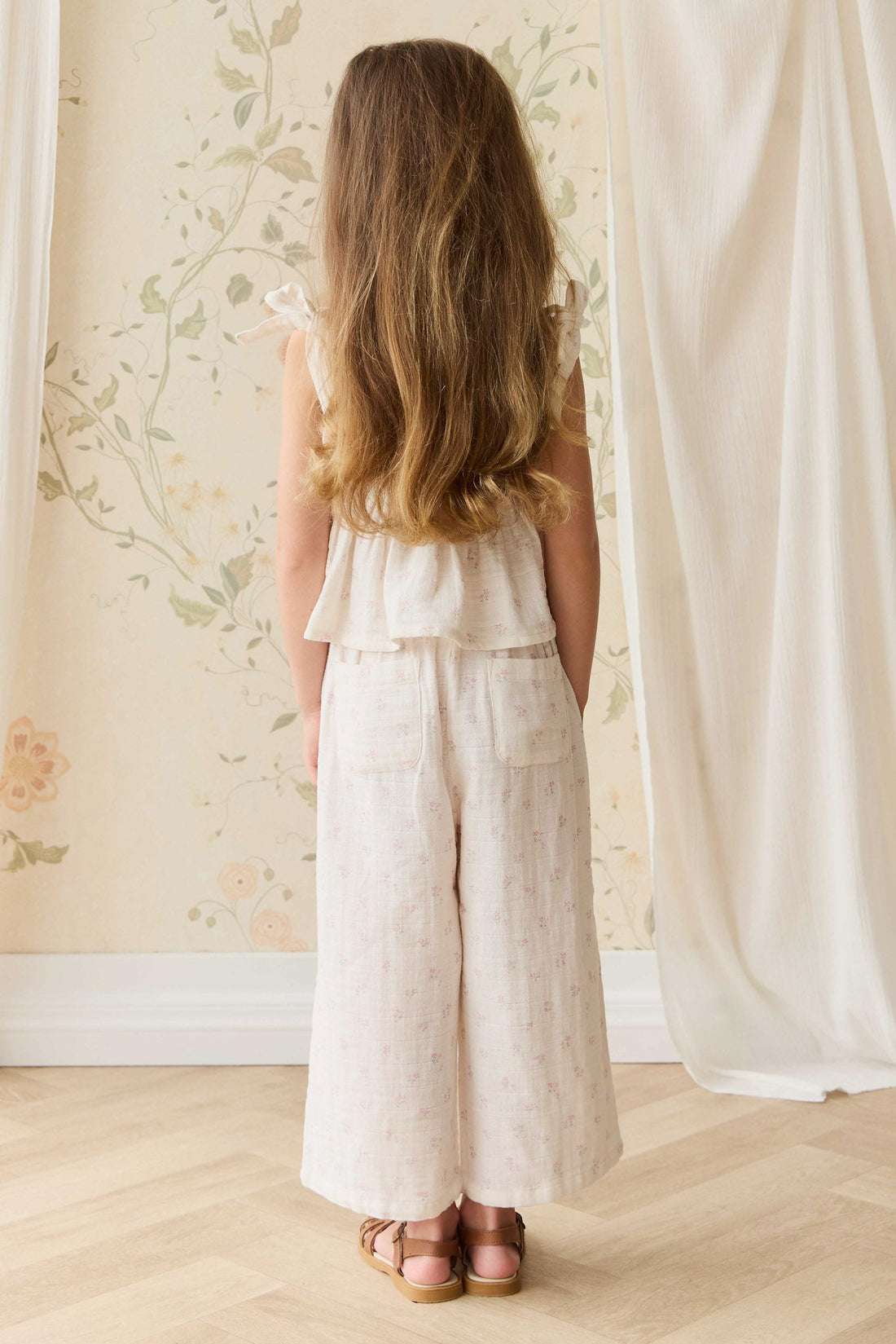 Organic Cotton Muslin Odette Pant - Pauline Pink Childrens Pant from Jamie Kay Australia