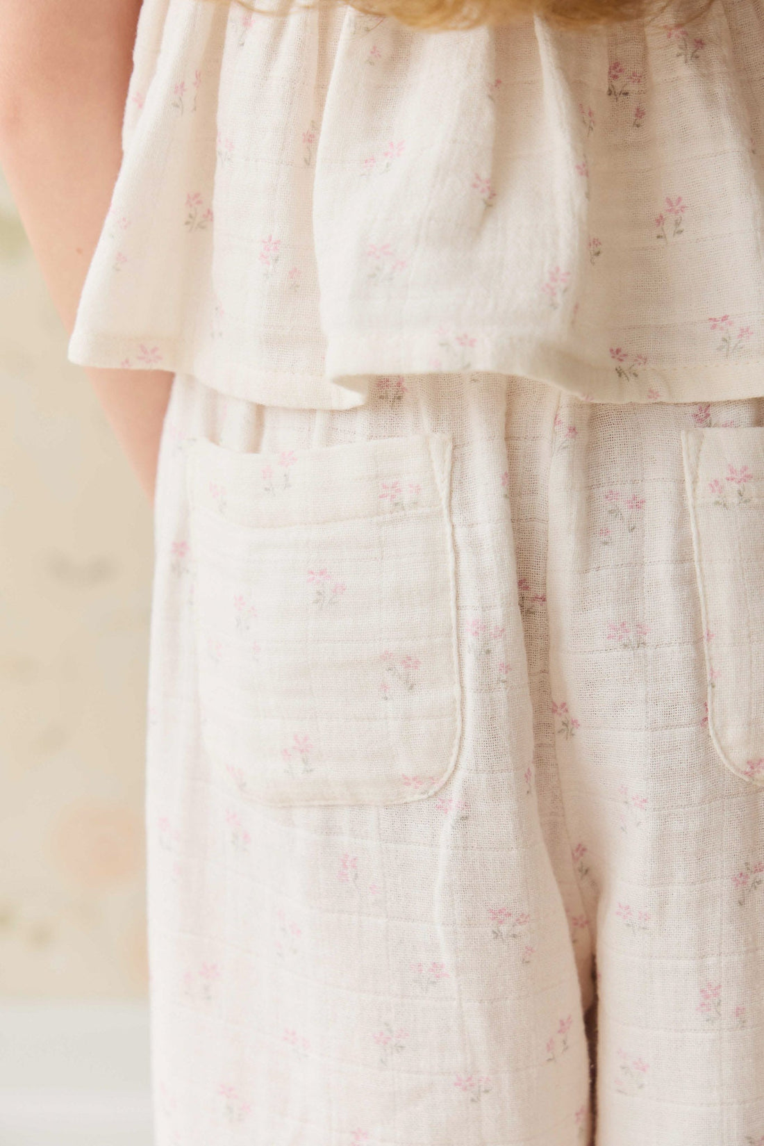 Organic Cotton Muslin Odette Pant - Pauline Pink Childrens Pant from Jamie Kay Australia