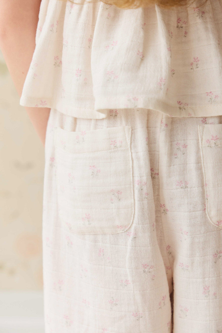 Organic Cotton Muslin Odette Pant - Pauline Pink Childrens Pant from Jamie Kay Australia