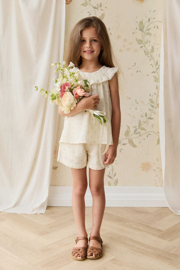 Organic Cotton Muslin Emelia Short - Vintage Ditsy Childrens Short from Jamie Kay Australia