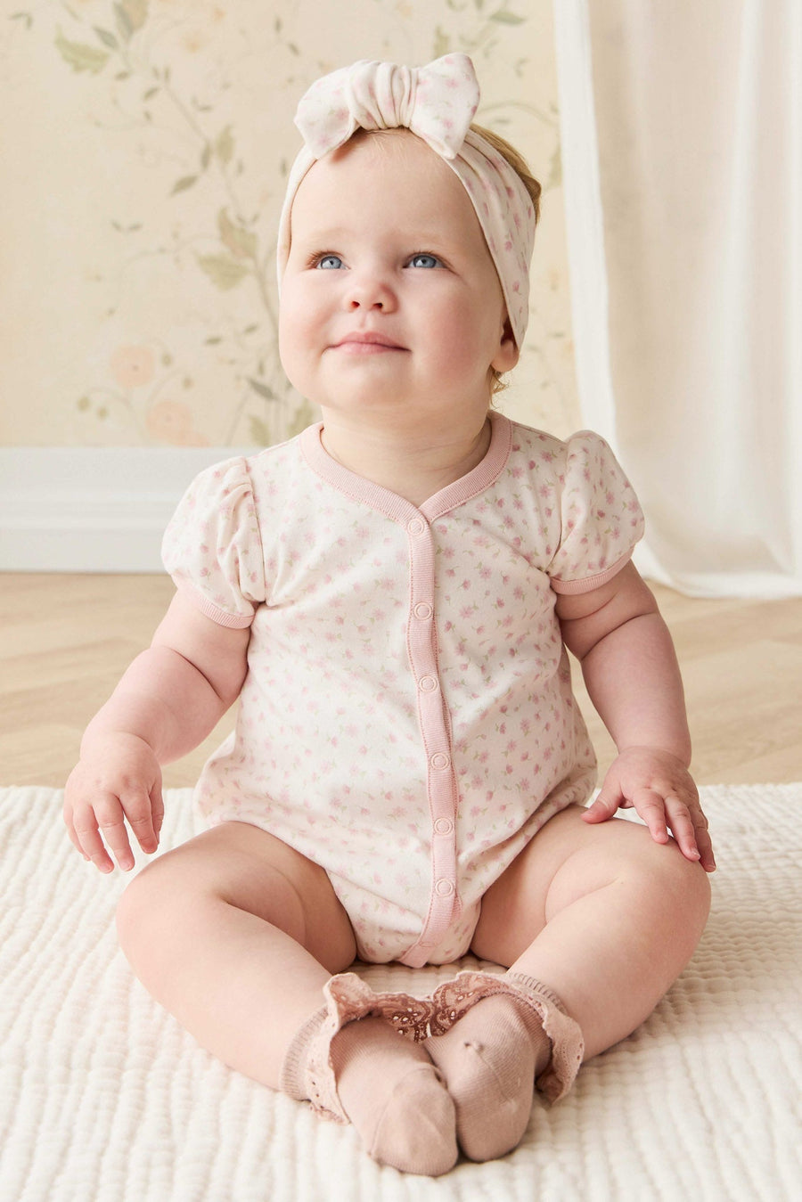 Organic Cotton Antoinette Playsuit - Victoria Blush Childrens Playsuit from Jamie Kay Australia