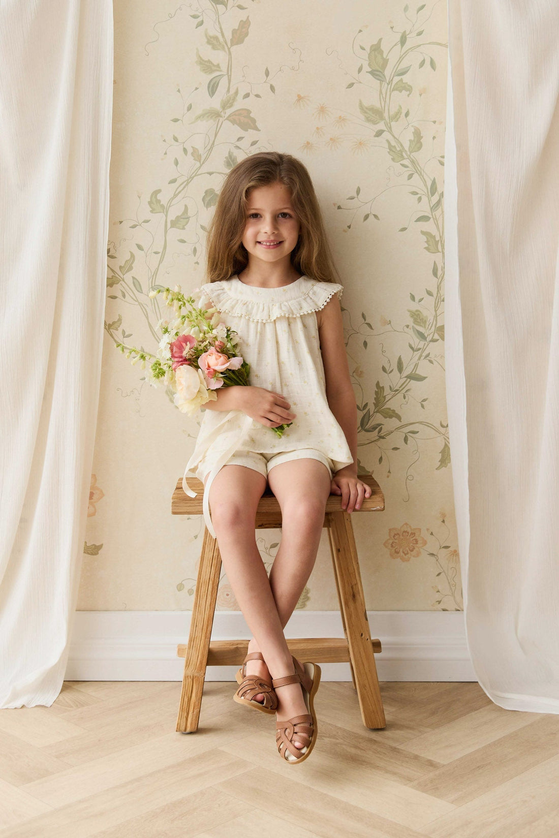 Organic Cotton Muslin Annalise Top - Vintage Ditsy Childrens Top from Jamie Kay Australia