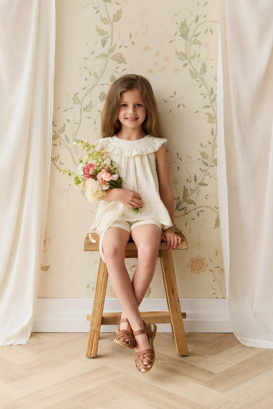 Organic Cotton Muslin Annalise Top - Vintage Ditsy Childrens Top from Jamie Kay Australia