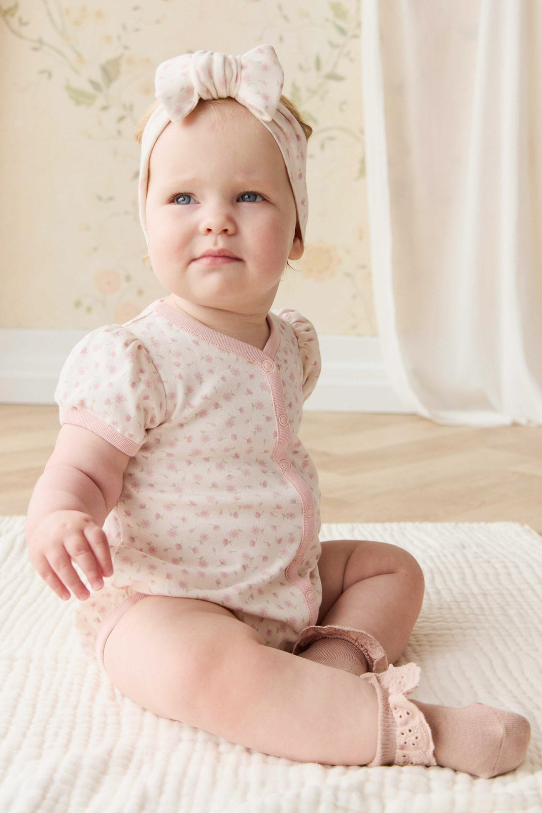 Organic Cotton Antoinette Playsuit - Victoria Blush Childrens Playsuit from Jamie Kay Australia