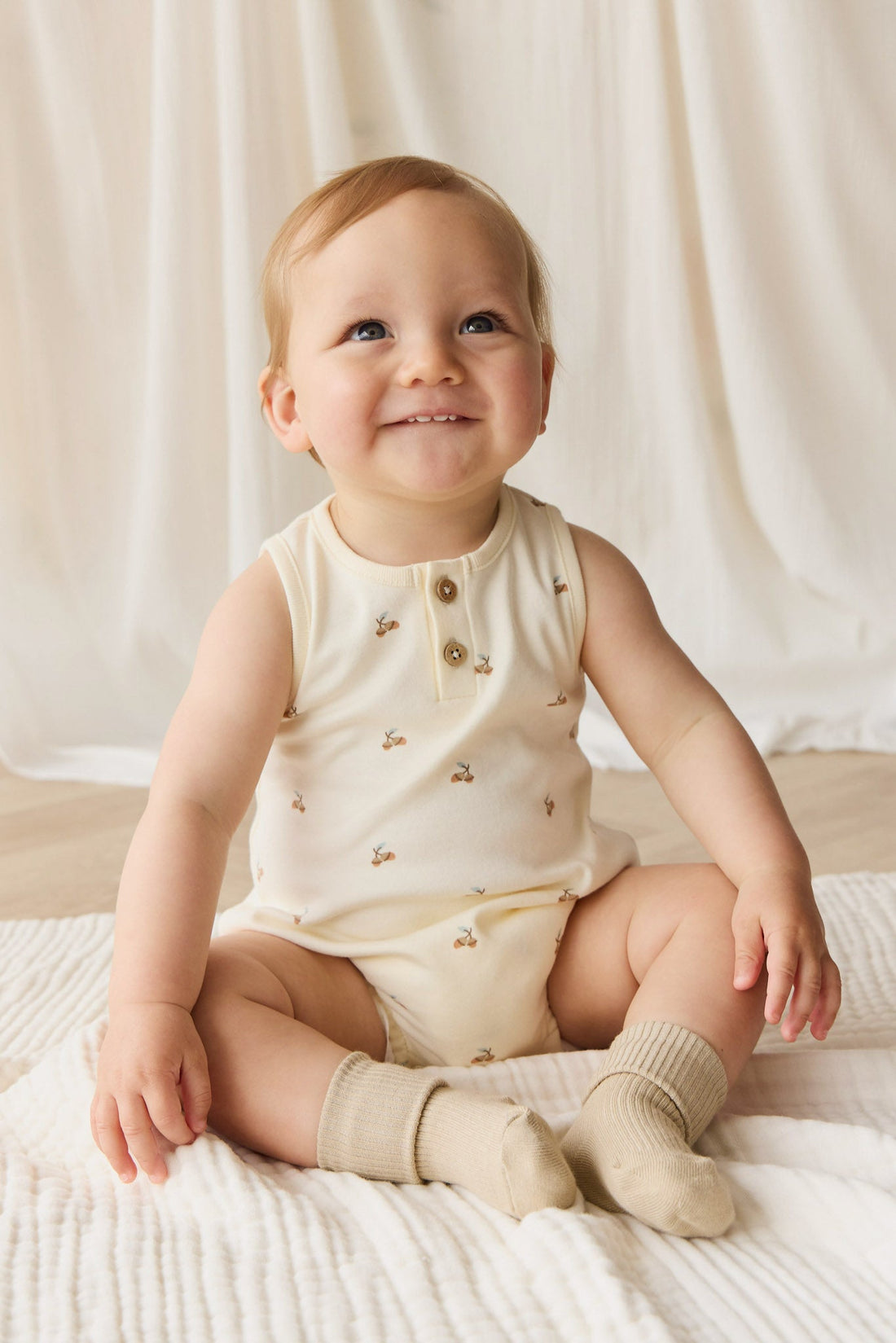 Organic Cotton Archie Playsuit - Forest Night Acorns Childrens Playsuit from Jamie Kay Australia