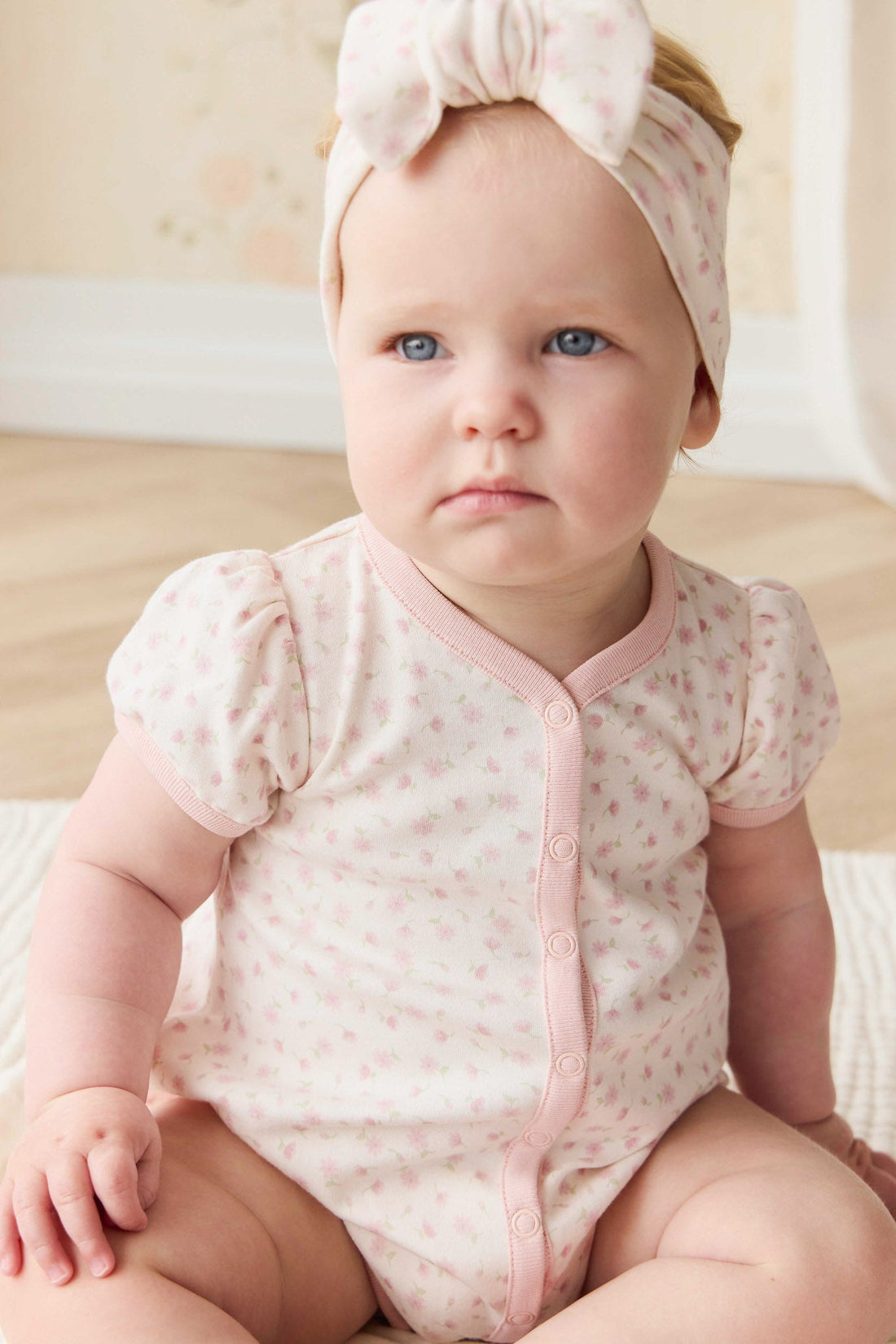 Organic Cotton Antoinette Playsuit - Victoria Blush Childrens Playsuit from Jamie Kay Australia