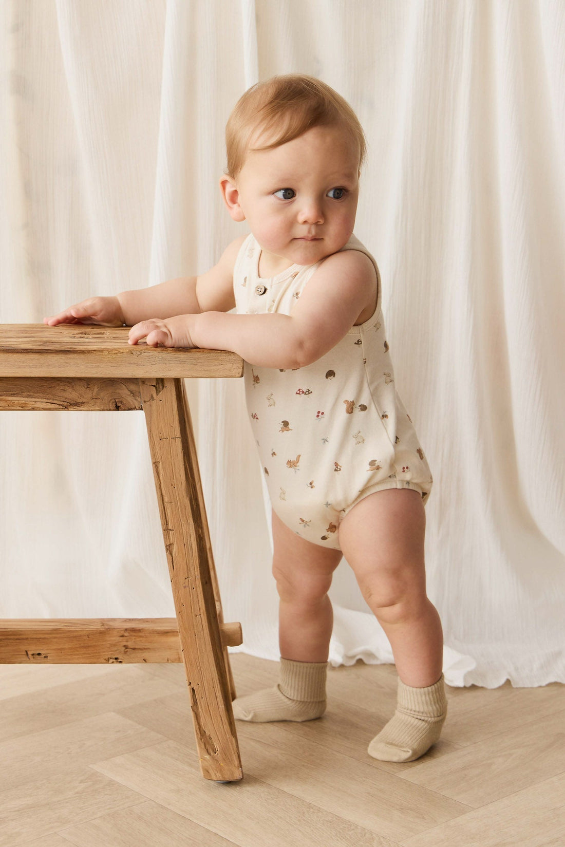 Organic Cotton Archie Playsuit - Forest Gathering Childrens Playsuit from Jamie Kay Australia